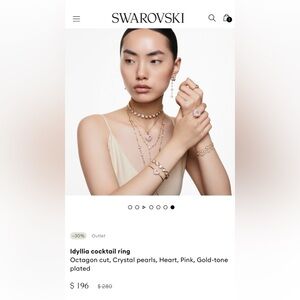 Swarovski Pink and Gold-Tone Layered Heart Ring size 7.. NO ORIGINAL BOX